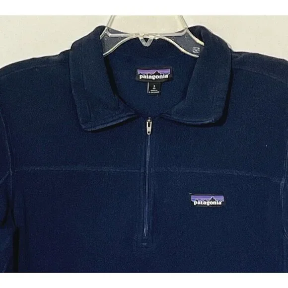 PATAGONIA New Navy Blue 1/4 Zip Micro D® Fleece Logo Sweater Pullover - Picture 5 of 7